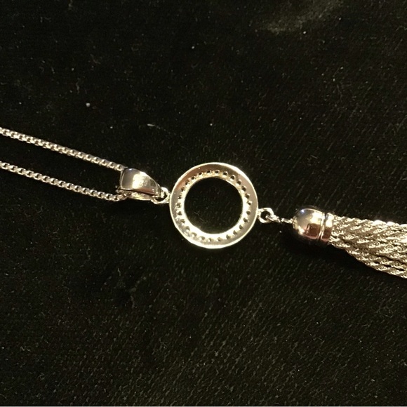 Beautiful sterling silver necklace with diamonds.  NEW - Picture 6 of 11